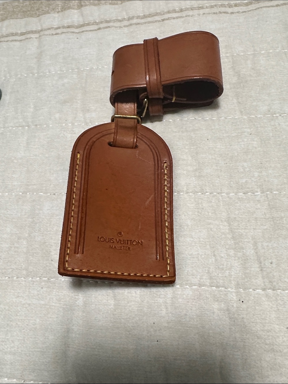 Louis Vuitton Brown Leather Luggage Tag with Strap